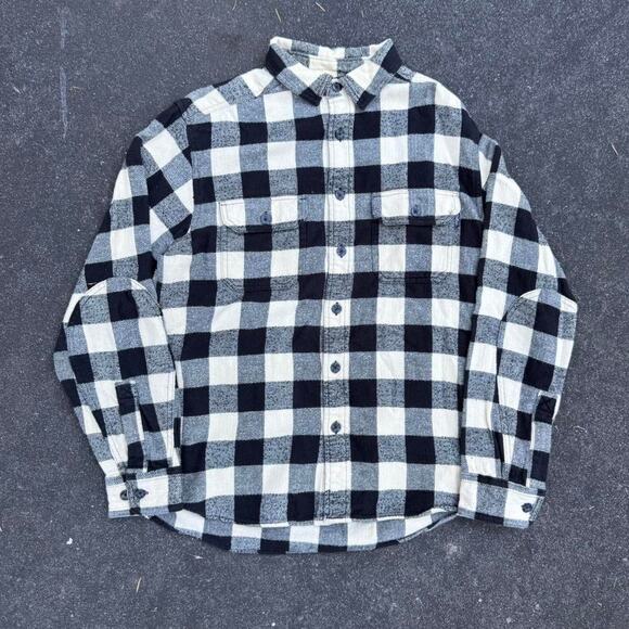 Y2K Black White Woolrich Plaid Longsleeve Button Down Shirt - Picture 1 of 8